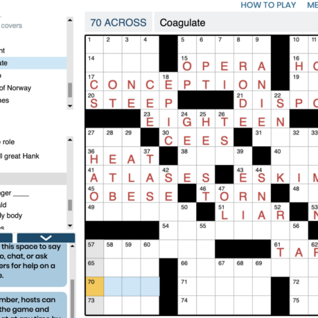 a screenshot of a crossword puzzle